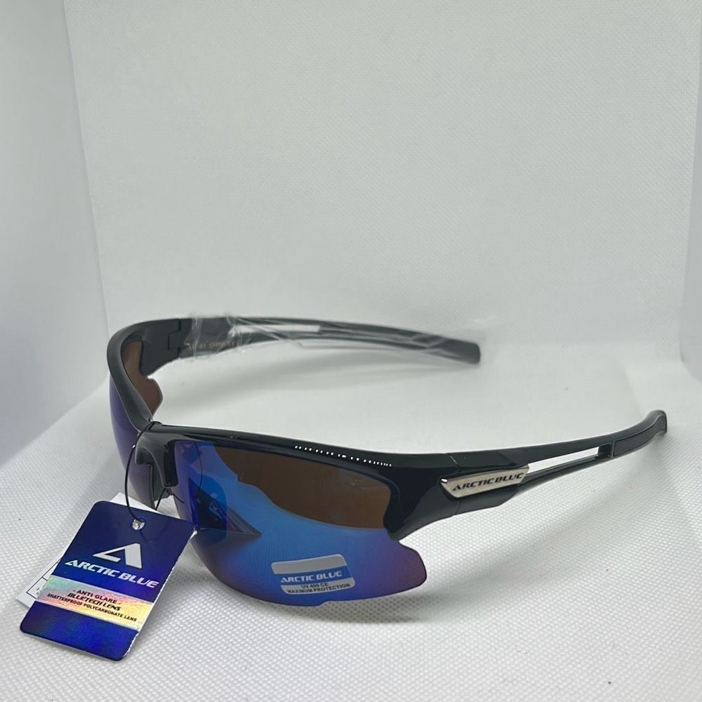 Arctic Blue Mirrored Semi Rimless Sunglasses